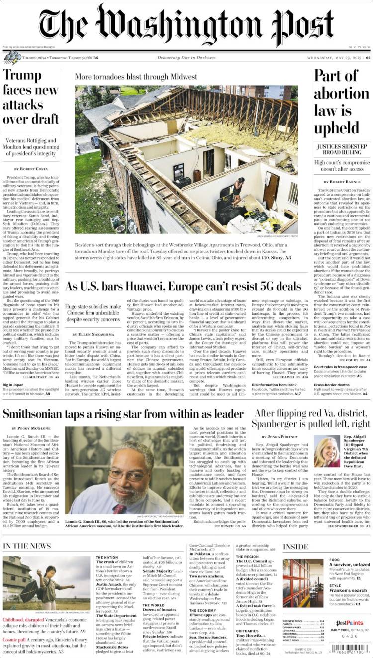 Portada de The Washington Post (USA)