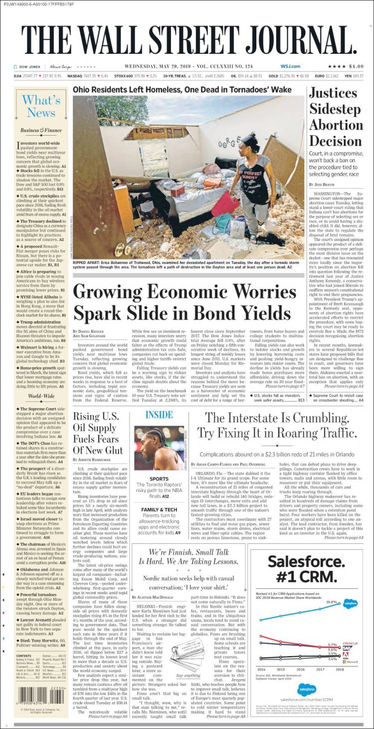 Portada de Wall Street Journal (USA)