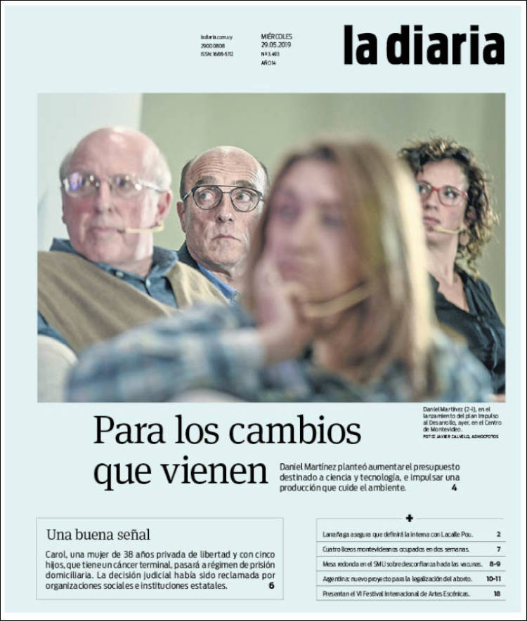 Portada de La Diaria (Uruguay)