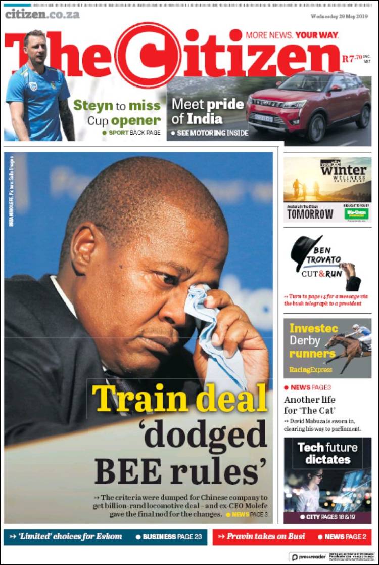 Portada de The Citizen (Sud&aacute;frica)