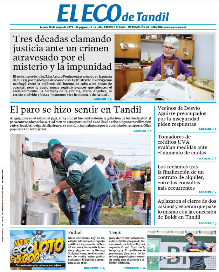 Portada de El Eco de Tandil (Argentina)