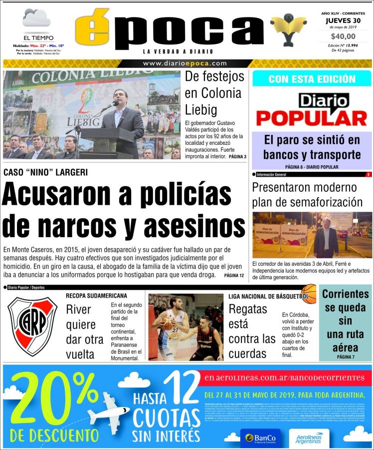 Portada de Diario Época (Argentina)