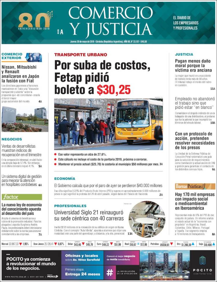 Portada de Comercio y Justicia (Argentina)