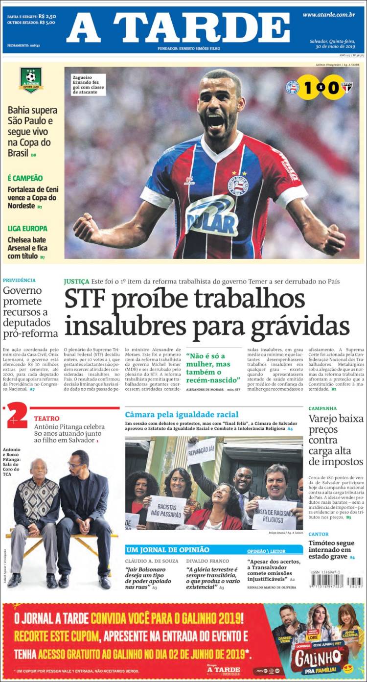 Portada de Diário A Tarde (Brasil)