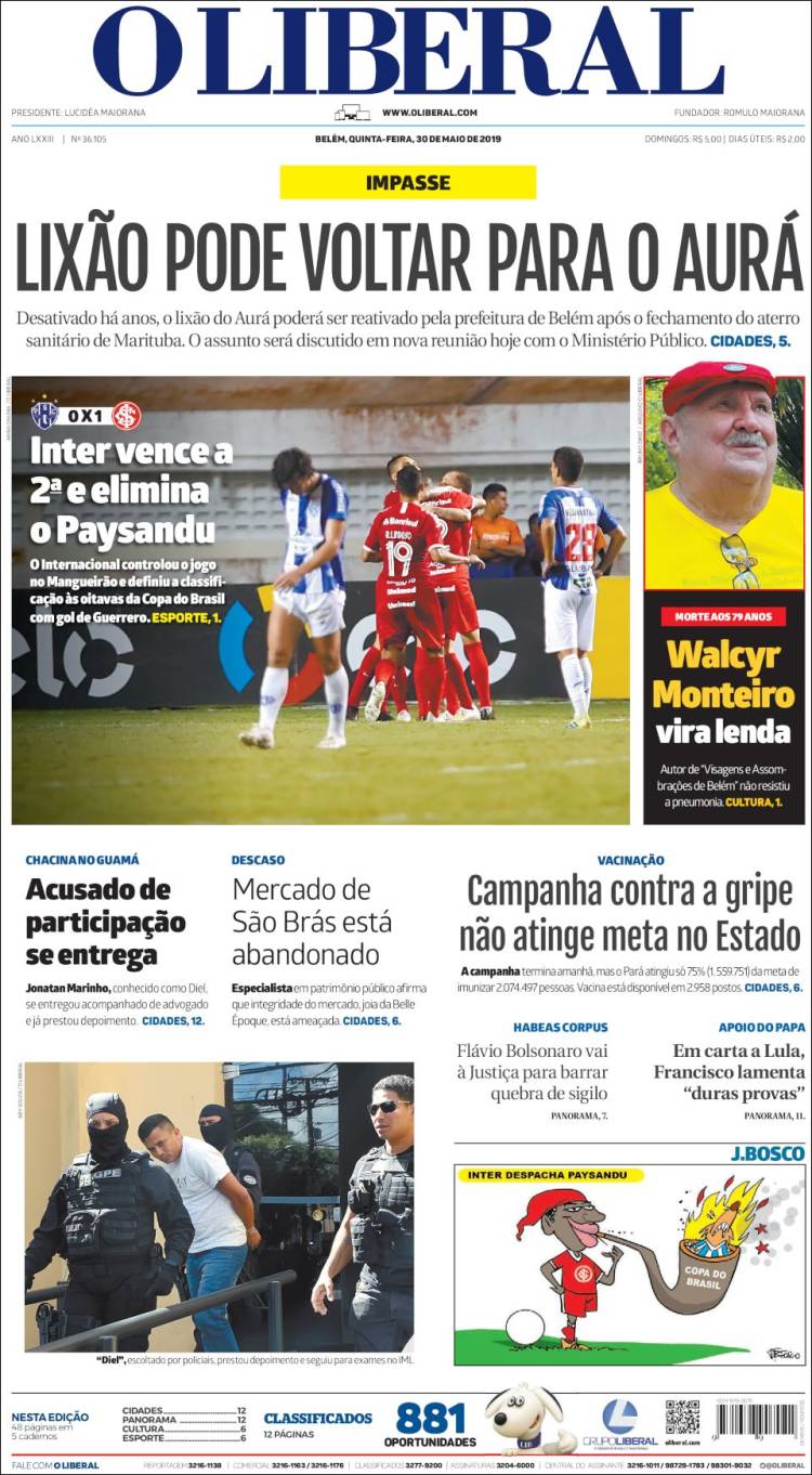 Portada de O Liberal (Brasil)