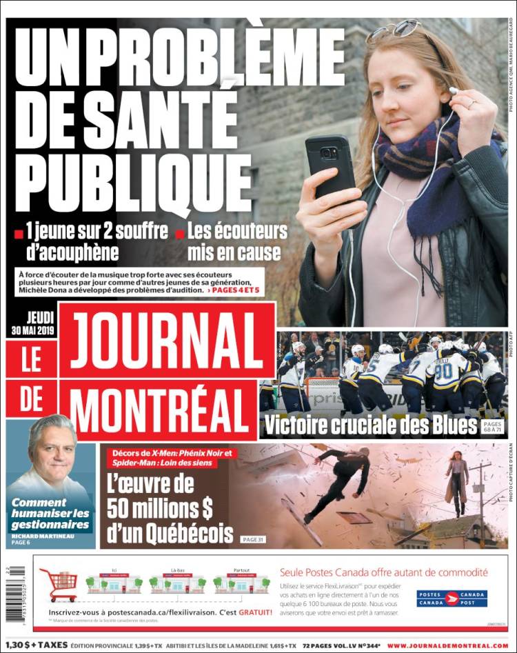 Portada de Le Journal de Montréal (Canadá)