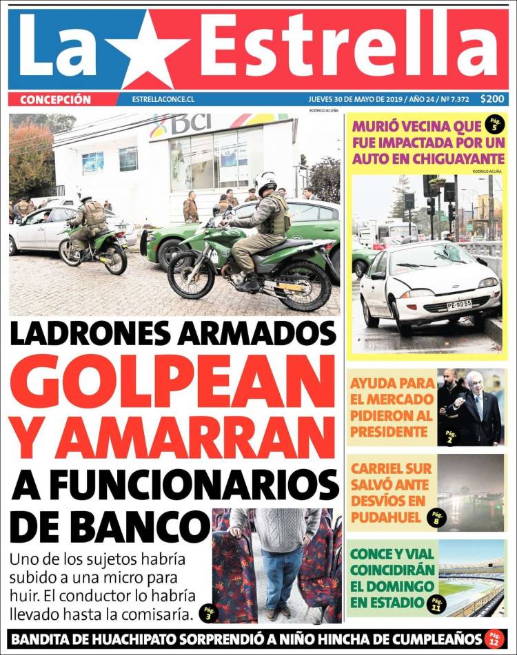 Portada de La Estrella de Concepción (Chile)