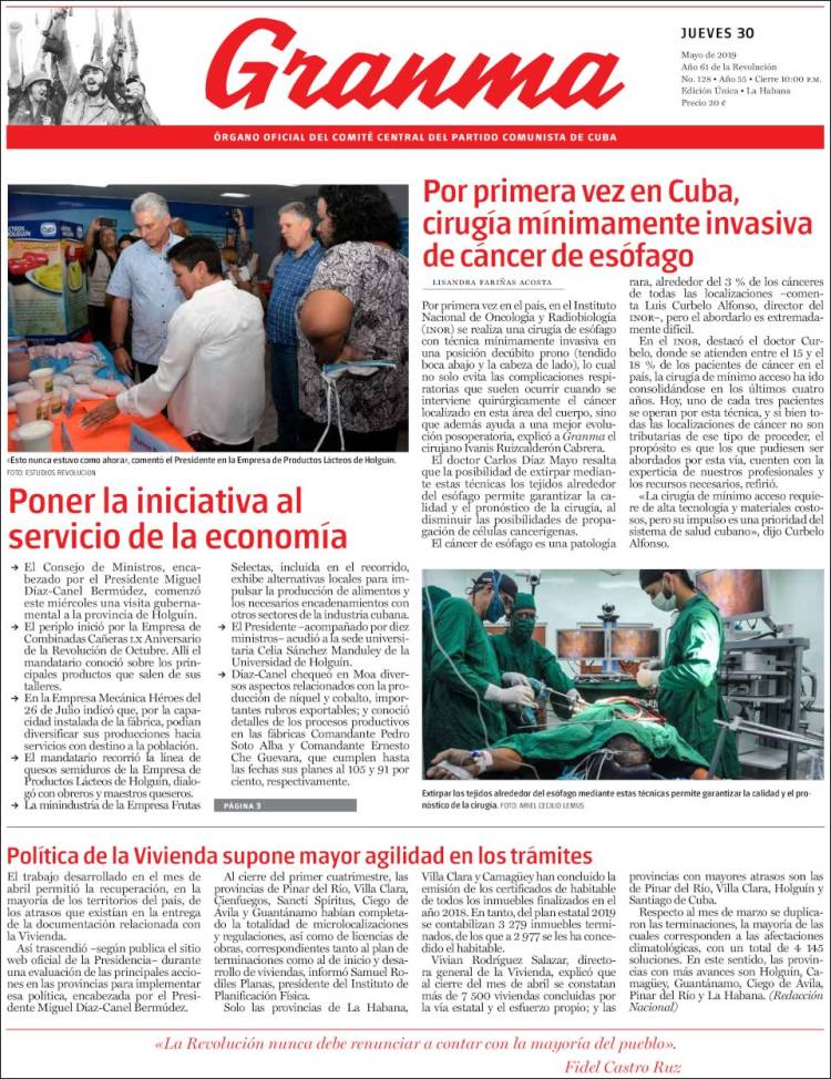 Portada de Granma (Cuba)