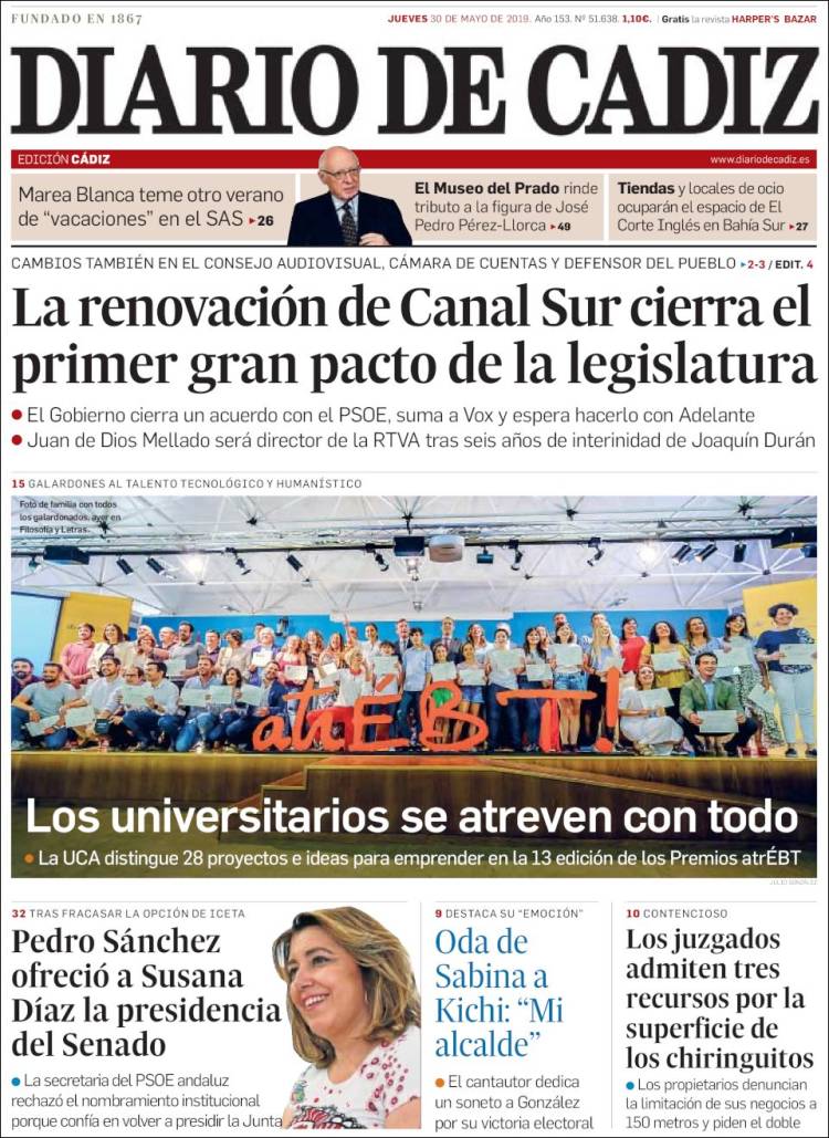 Portada de Diario de Cádiz (España)