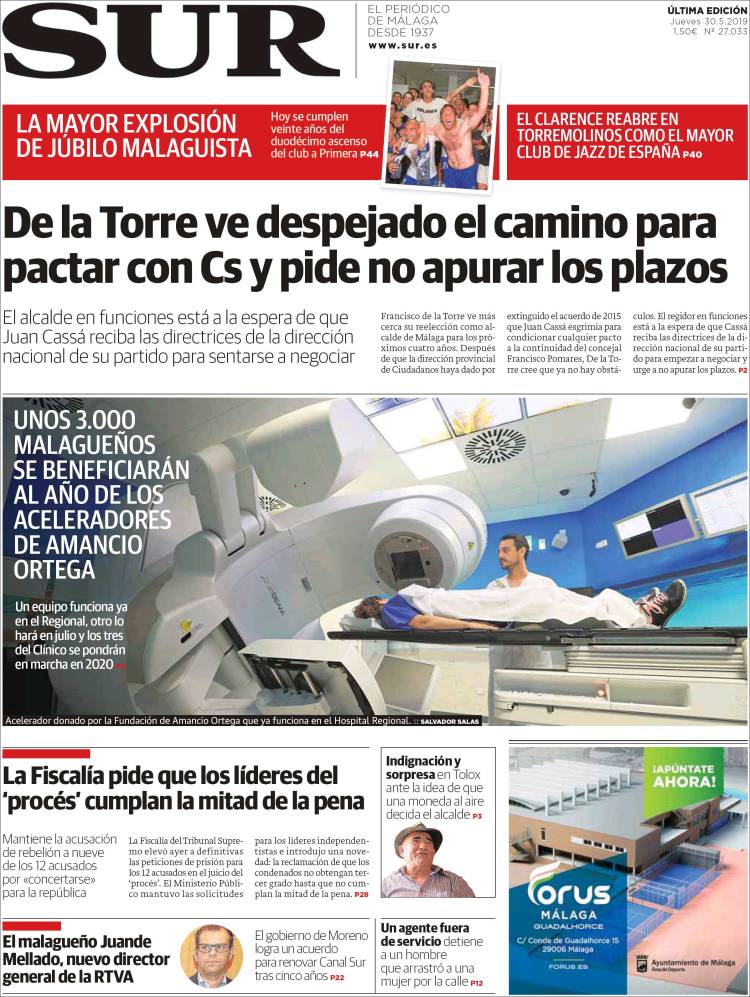 Portada de Diario el Sur (España)