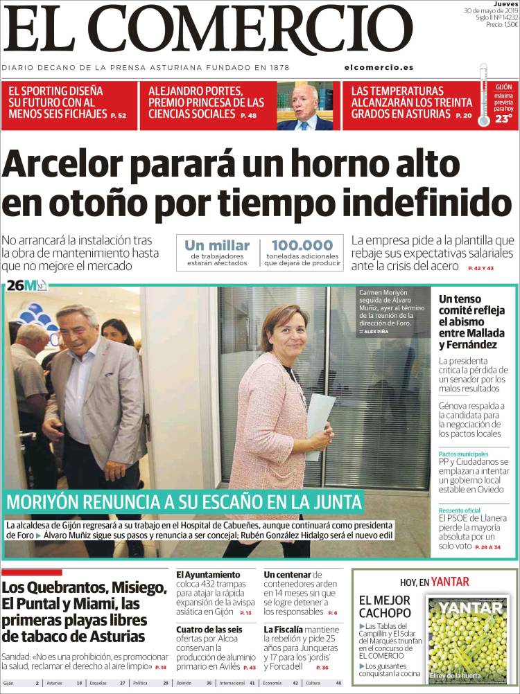 Portada de El Comercio - Gijón (España)