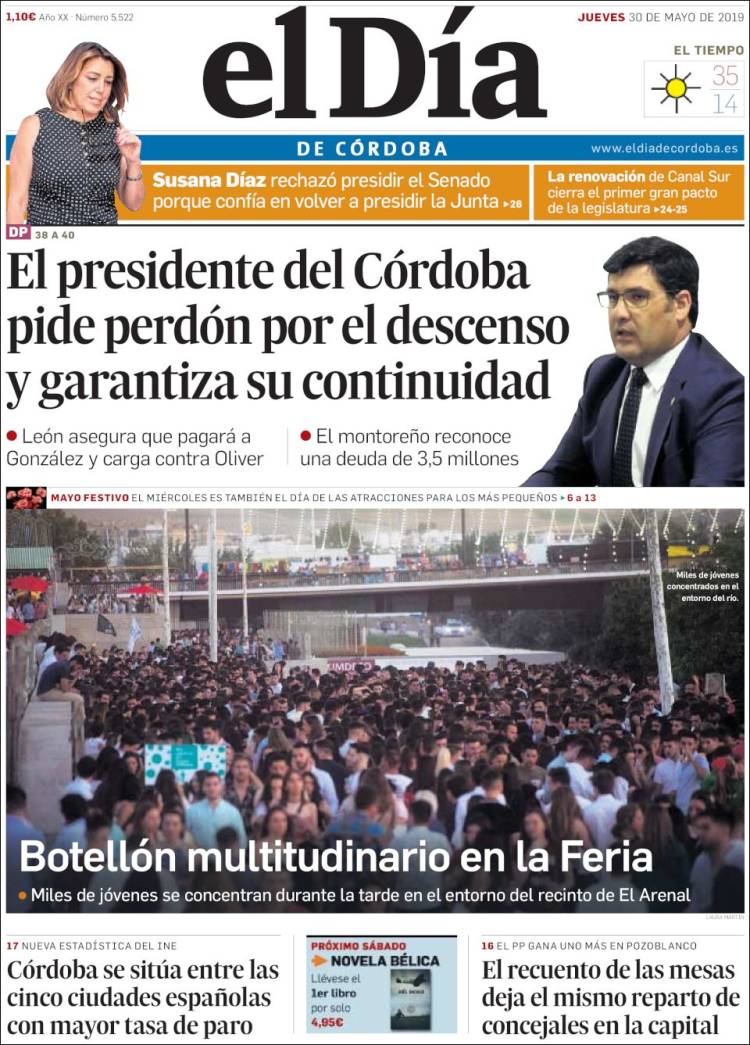 Portada de El Día de Córdoba (España)