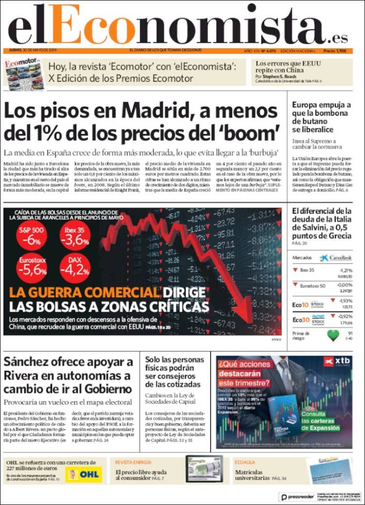 Portada de El Economista (Espa&ntilde;a)