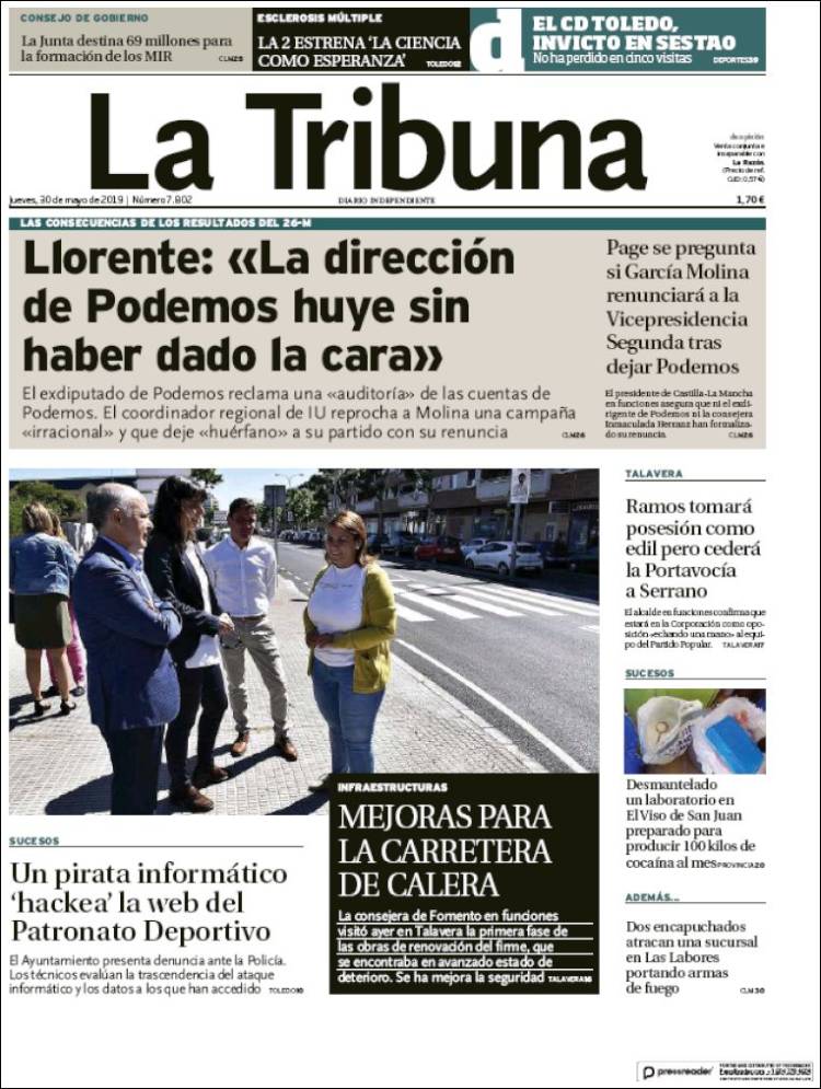 Portada de La Tribuna de Toledo (España)