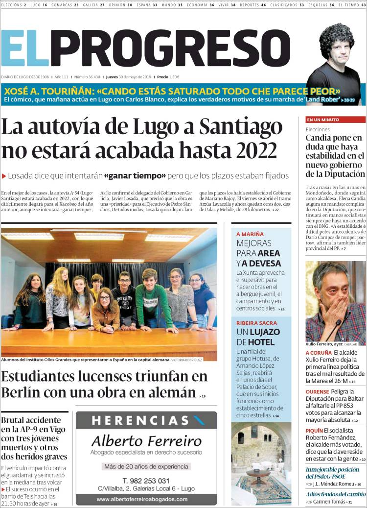 Portada de El Progreso (España)