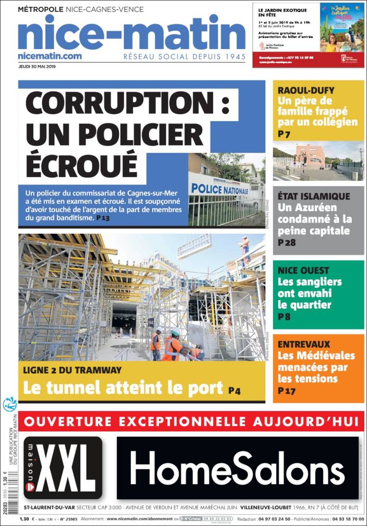 Portada de Nice-Matin (Francia)