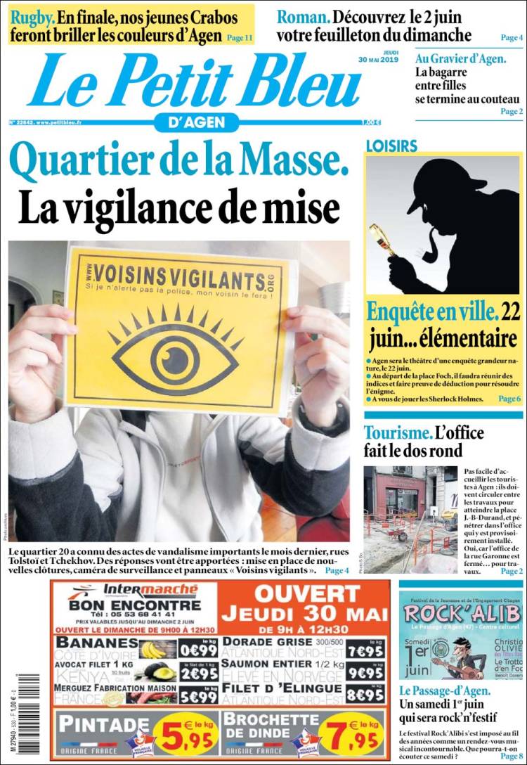 Portada de Le Petit Bleu (Francia)