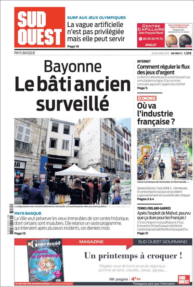 Portada de Sud Ouest (Francia)