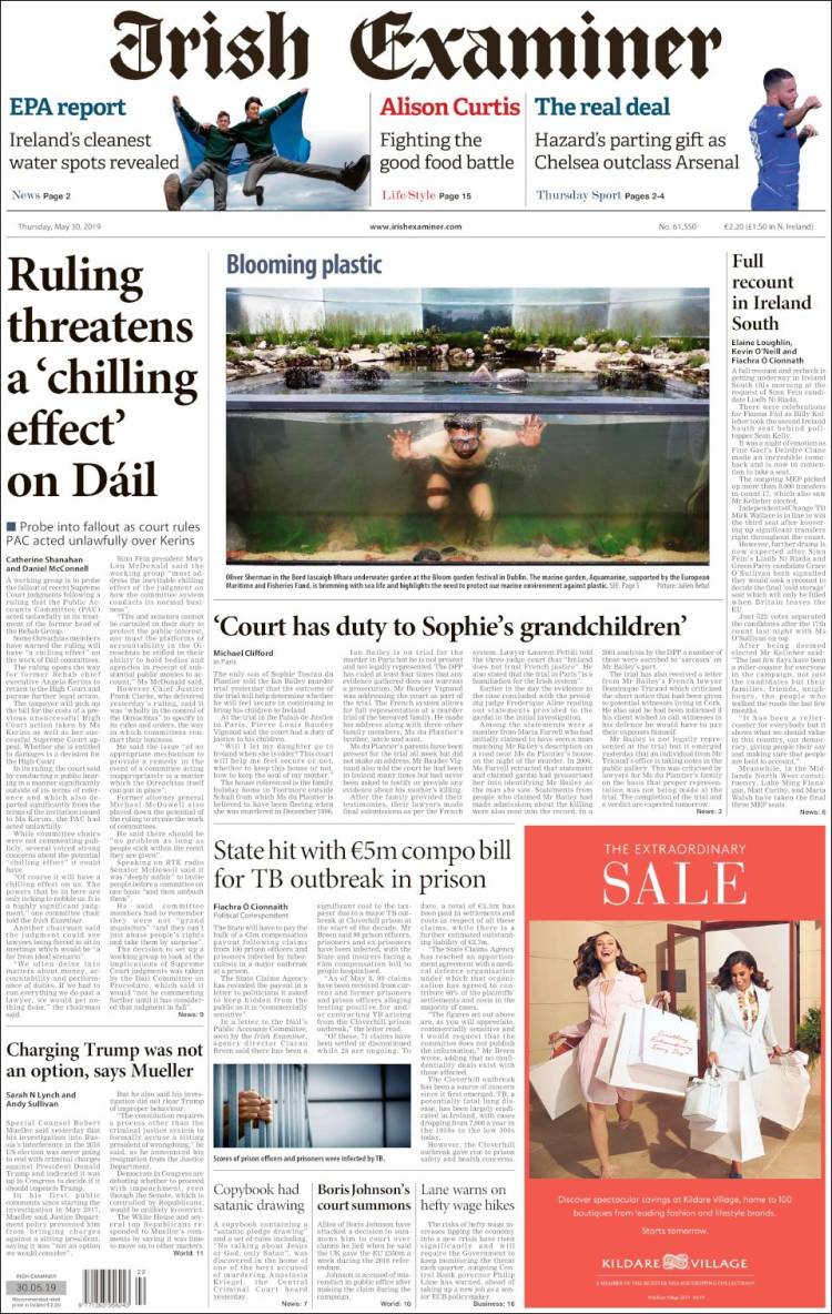 Portada de Irish Examiner (Irlanda)