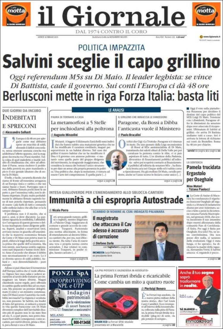 Portada de il Giornale (Italia)