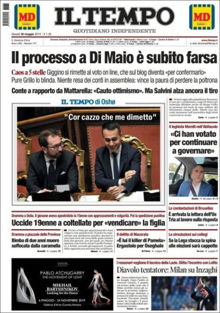 Portada de Il Tempo (Italia)