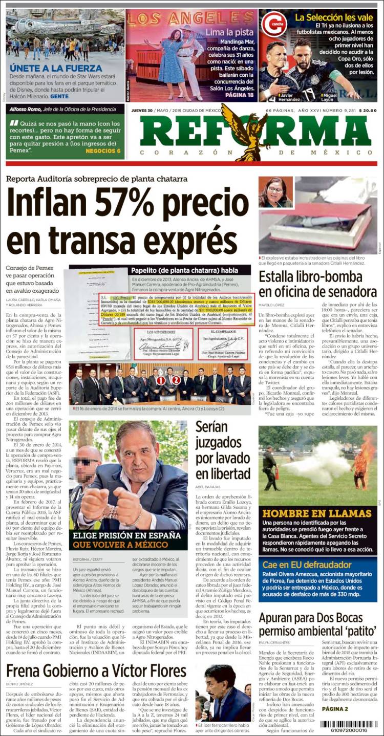 Portada de Reforma (México)