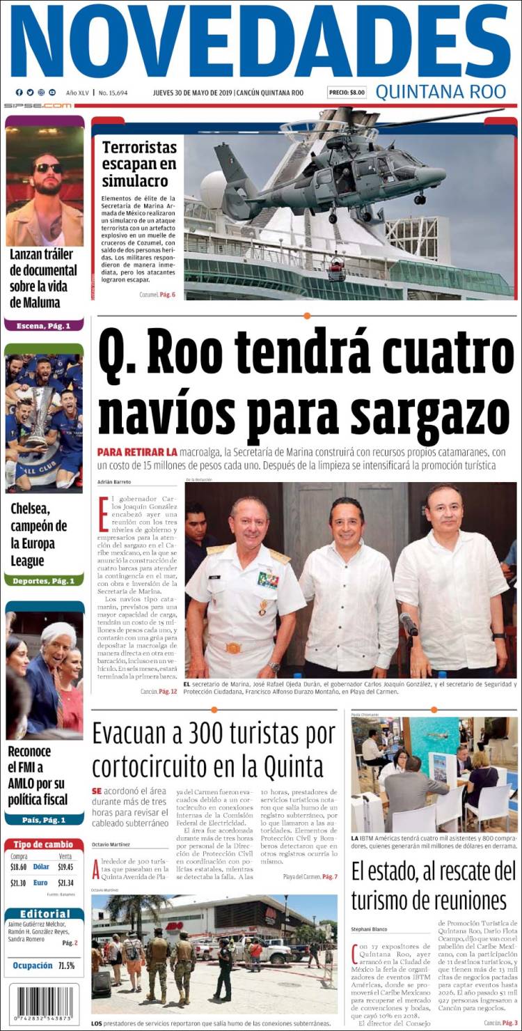 Portada de Novedades de Quintana Roo (México)