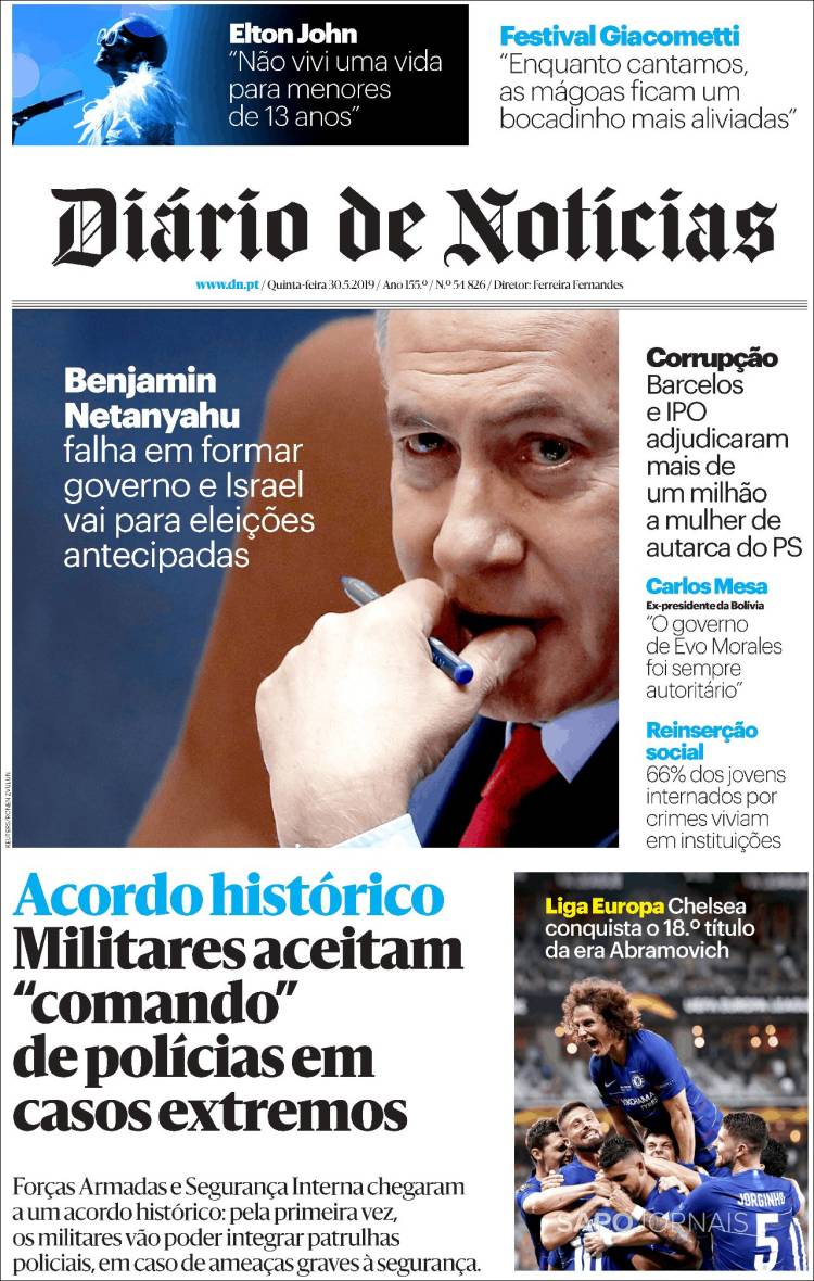 Portada de Diário de Noticias (Portugal)