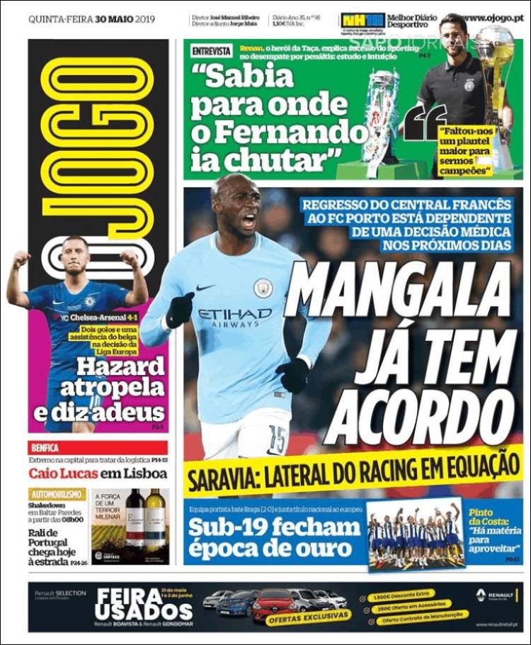 Portada de O Jogo (Portugal)