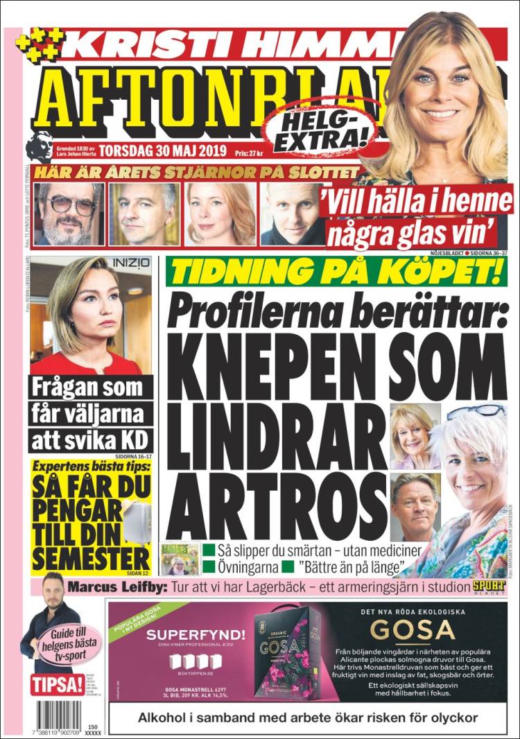 Portada de Aftonbladet (Suecia)
