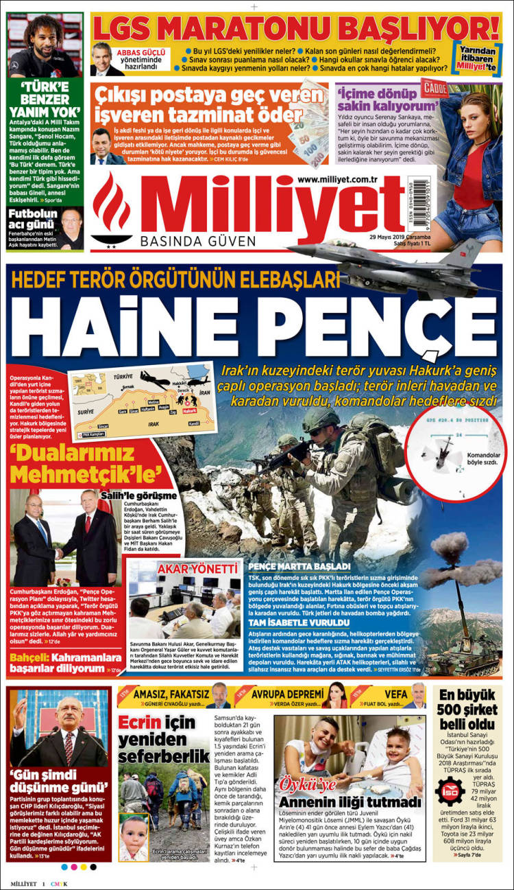 Portada de Milliyet (Turqu&iacute;a)