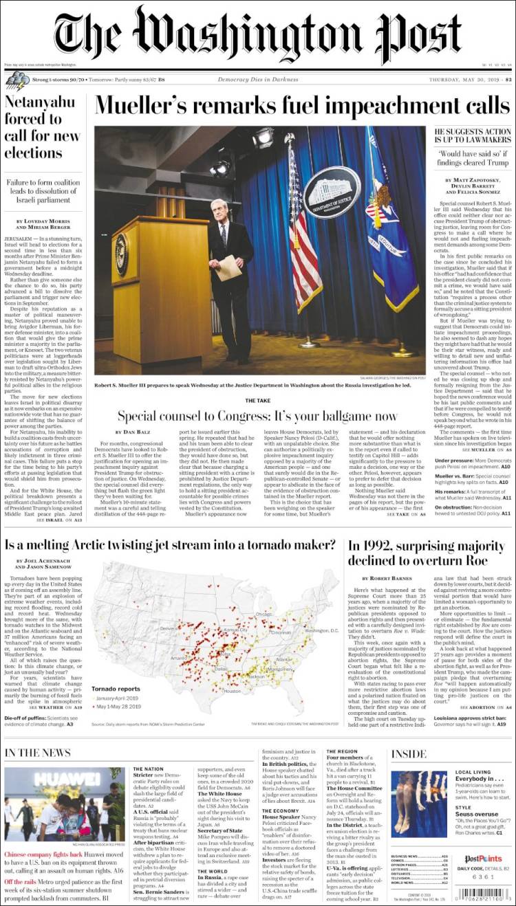 Portada de The Washington Post (USA)