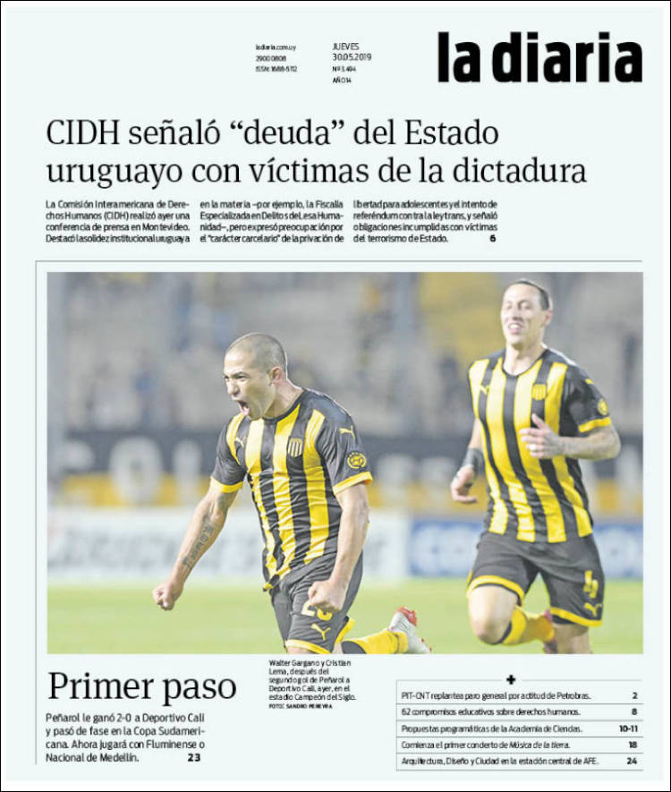 Portada de La Diaria (Uruguay)