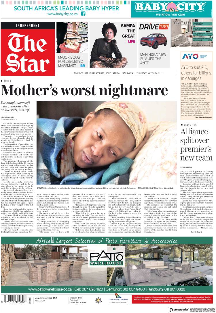 Portada de The Star (Sud&aacute;frica)