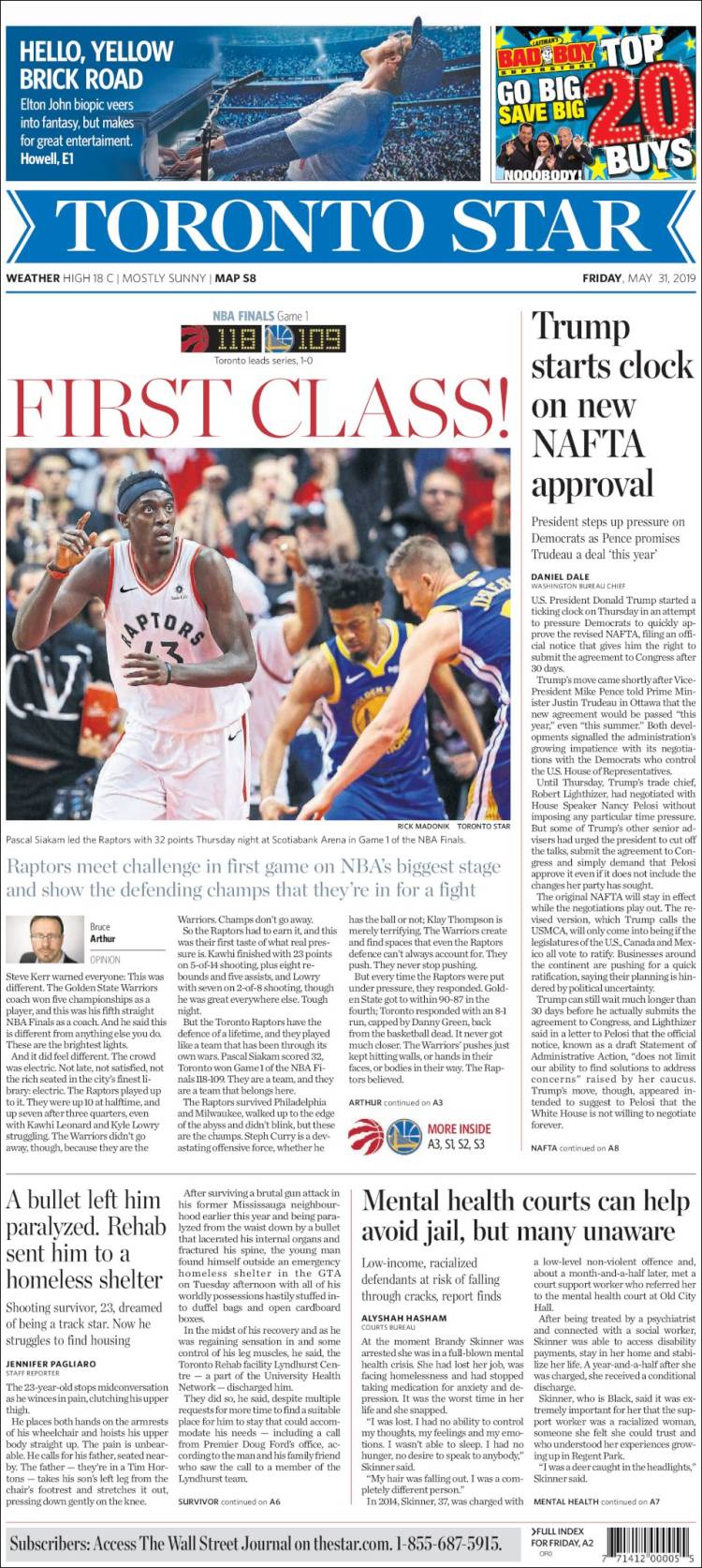 Portada de The Toronto Star (Canada)