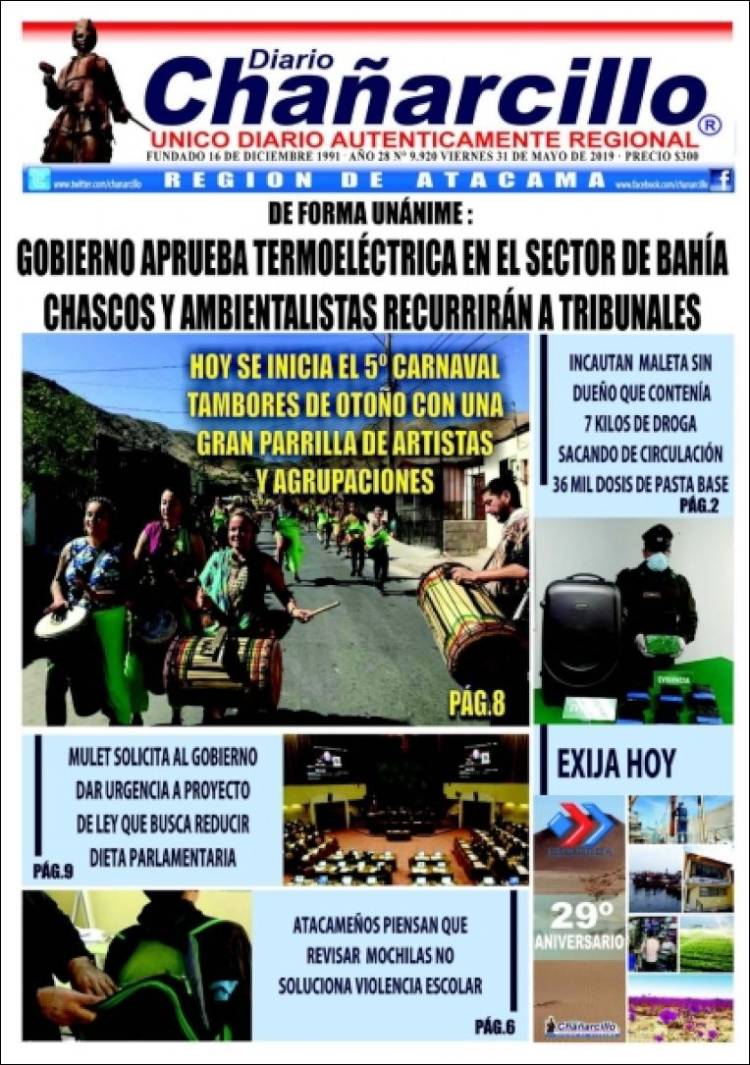 Portada de Diario Chañarcillo (Chile)