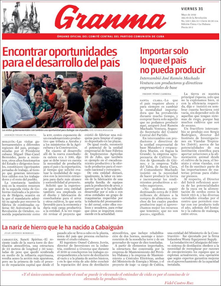 Portada de Granma (Cuba)