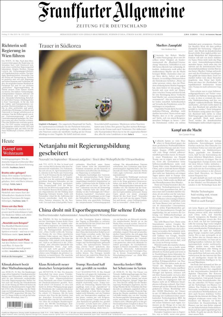 Portada de Frankfurter Allgemeine (Alemania)