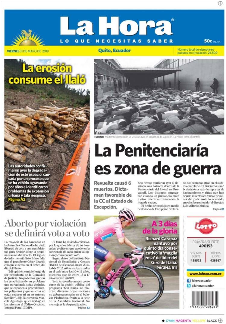 Portada de La Hora - Ecuador (Ecuador)