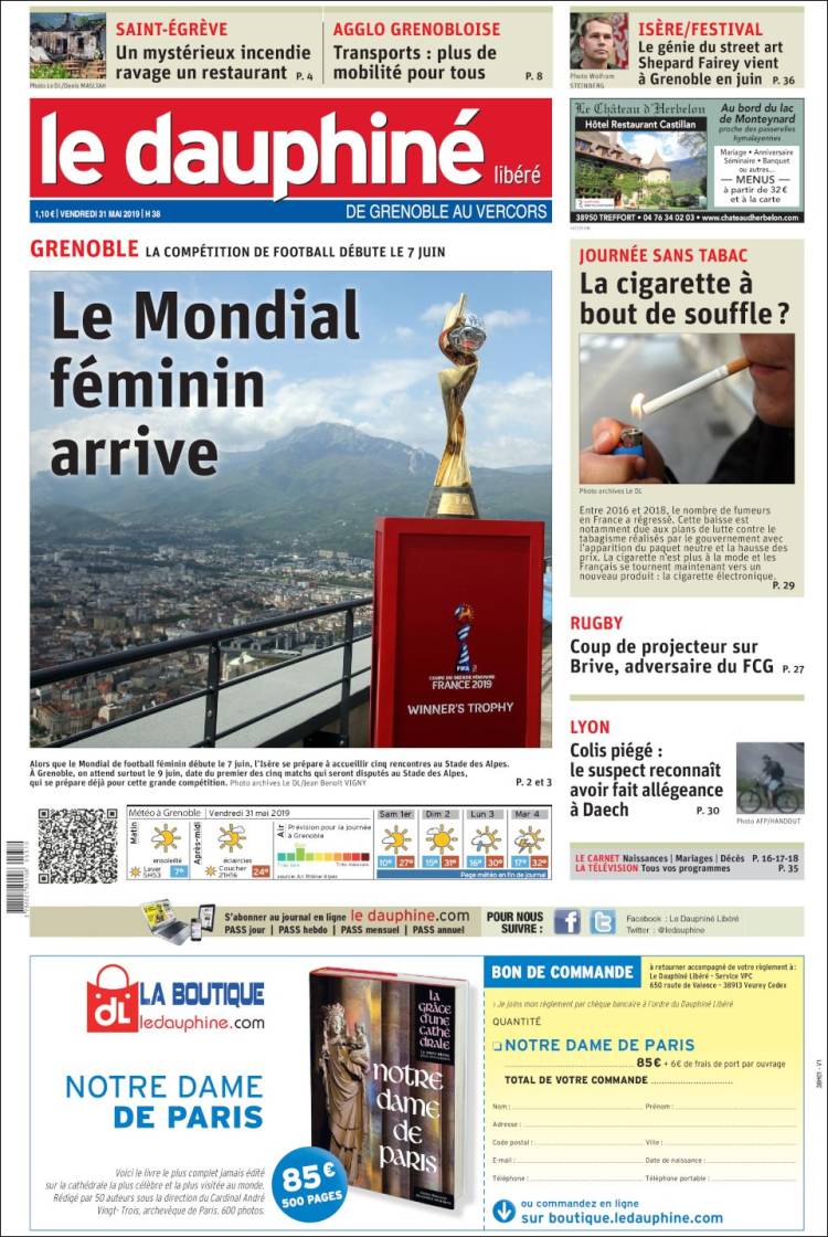 Portada de Le Dauphiné Libéré (France)