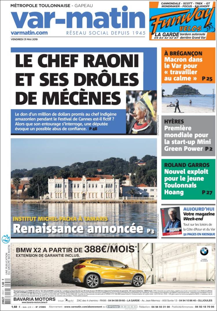 Portada de Nice-Matin (Francia)