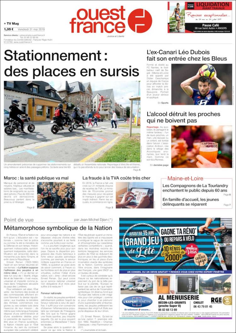 Portada de Ouest France (France)