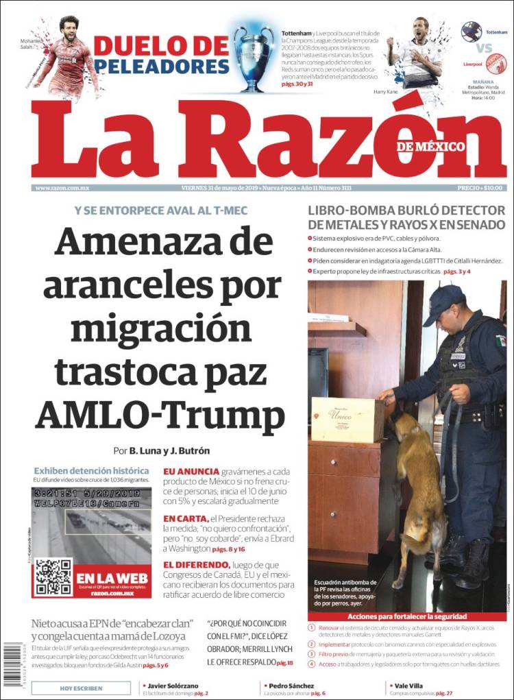 Portada de La RazÃ³n (MÃ©xico)