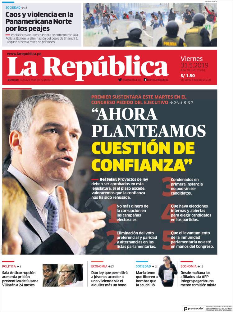 Portada de La Republica (PerÃº)