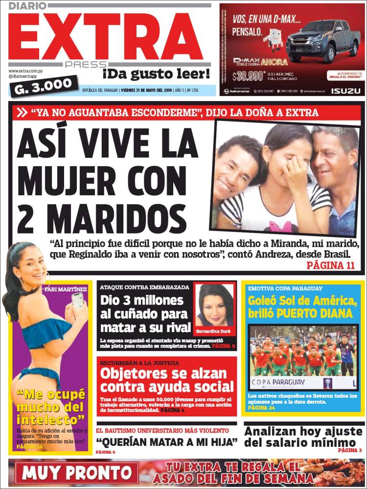 Portada de Diario Extra (Paraguay)