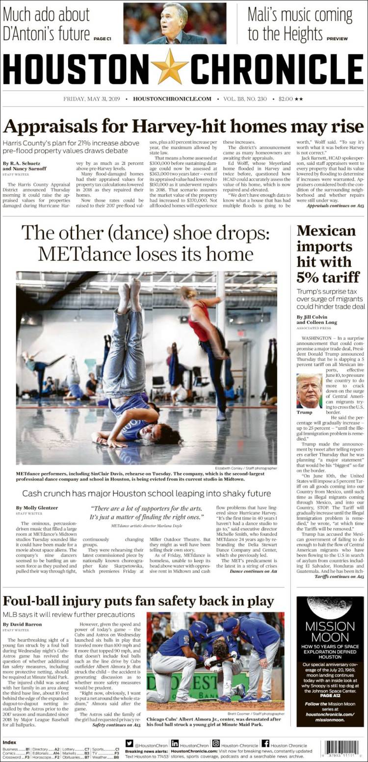 Portada de Houston Chronicle (USA)