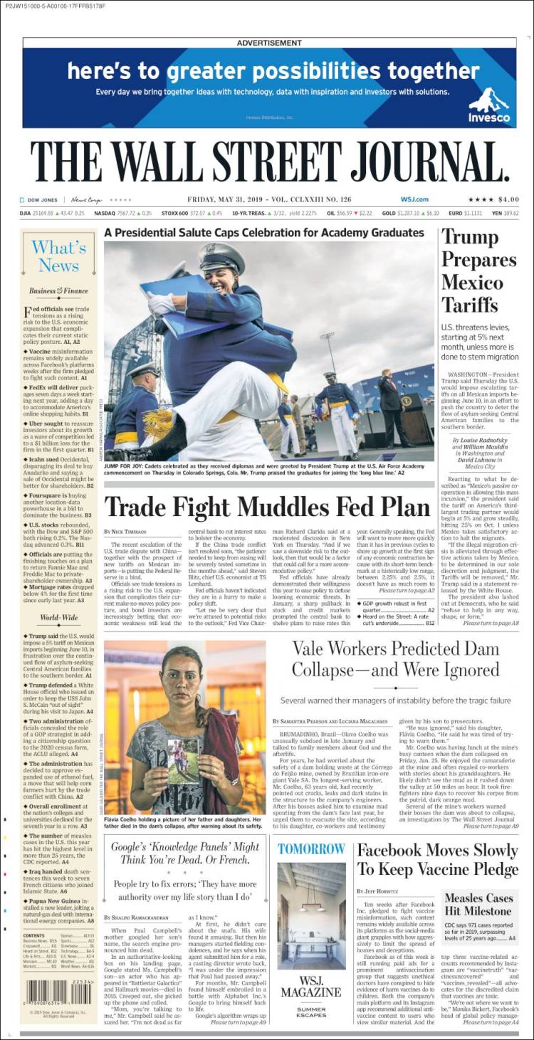 Portada de Wall Street Journal (USA)