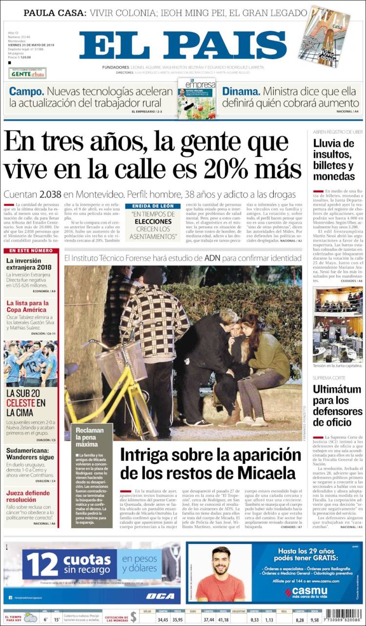 Portada de El País (Uruguay)