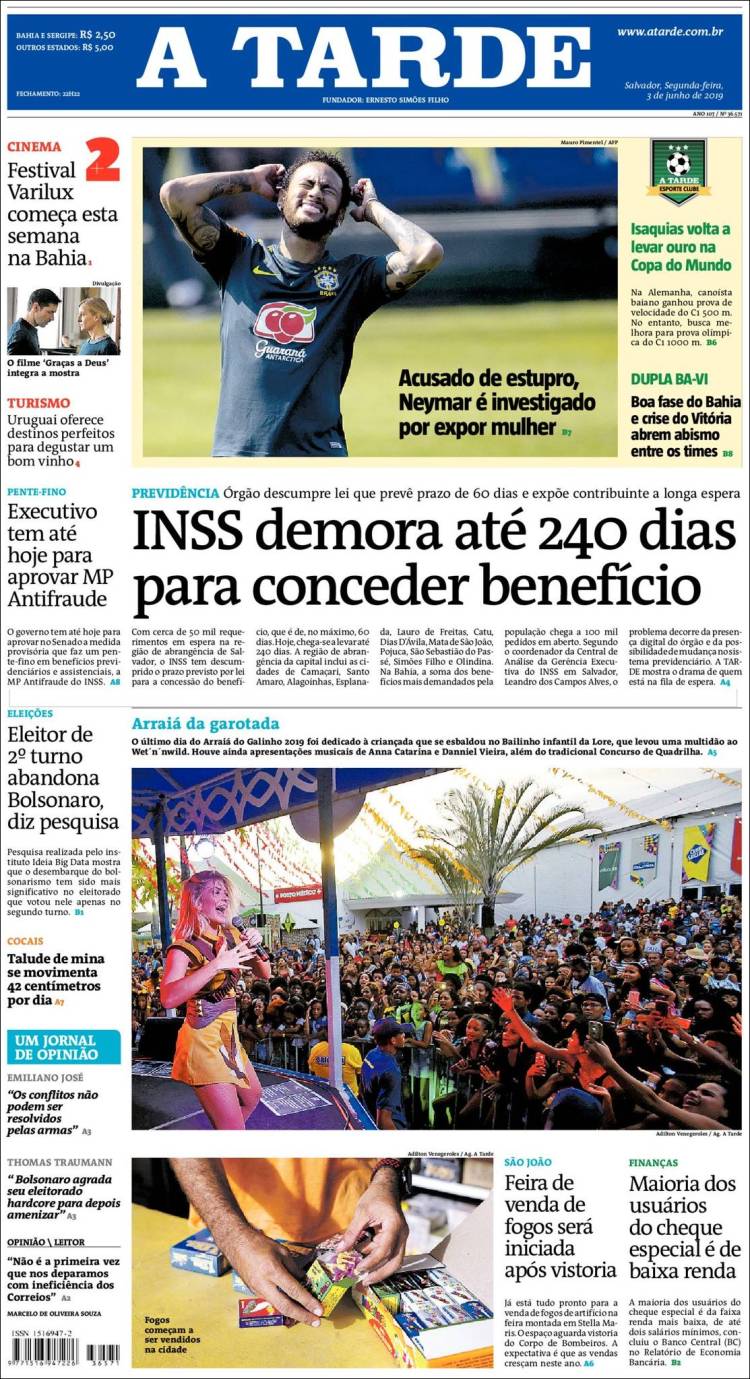 Portada de Diário A Tarde (Brasil)