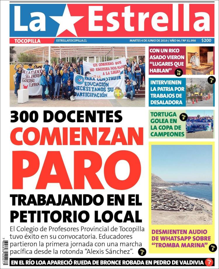 Portada de La Estrella de Tocopilla (Chile)